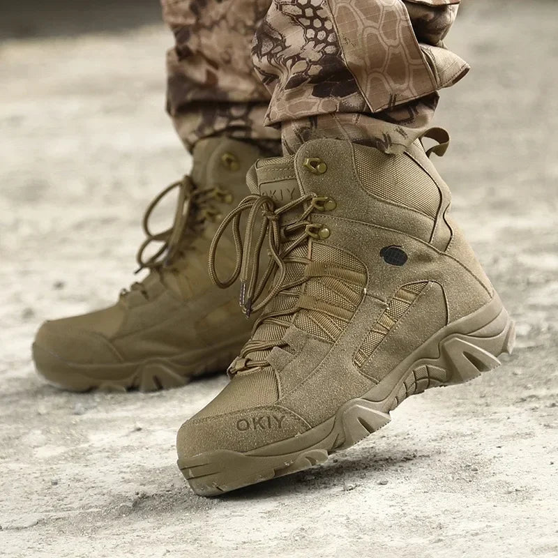 Men's Boots High-top Desert Combat Boot Outdoor Work Safety Boots  for Men Non-slip Hiking Shoes Wild Training Boot Botas Hombre