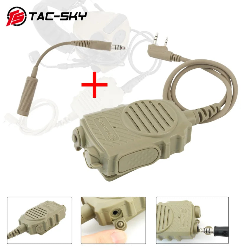 TS TAC-SKY Handheld Microphone Ptt with 3.5mm，7.0mm Jack for Tactical Headset COMTAC Shooting Headphones for Baofeng Walkie-tal