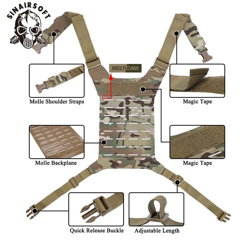 Tactical D3 SS MK Chest Rig Hunting Airsoft Molle Vest Chest Rig Strap Universal Vest Back Panel Equipment Accessories
