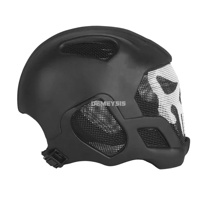 Tactical Adjustable Helmet Impact Resistance Skull Steel Mesh Mask Helmets Outdoor Hunting Paintball Sports Head Protector
