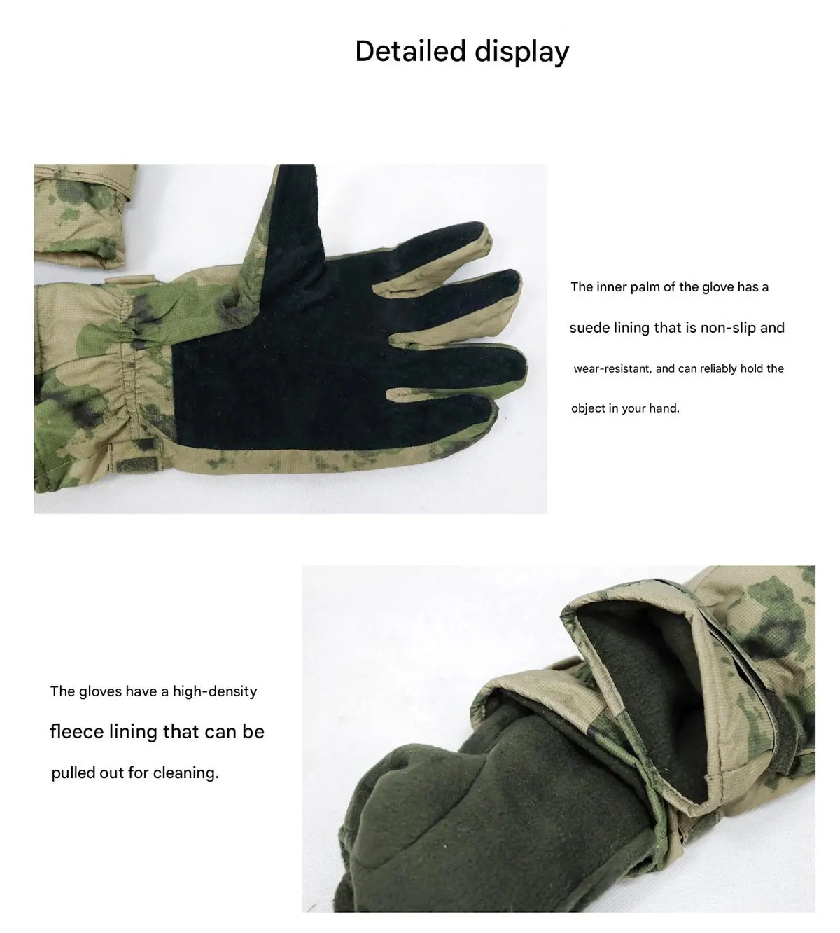 Russian Ruins Camouflage Tactical Gloves Airsoft Winter Thickened Five Finger Cold Gloves for Paintball Hunting Hiking Camping