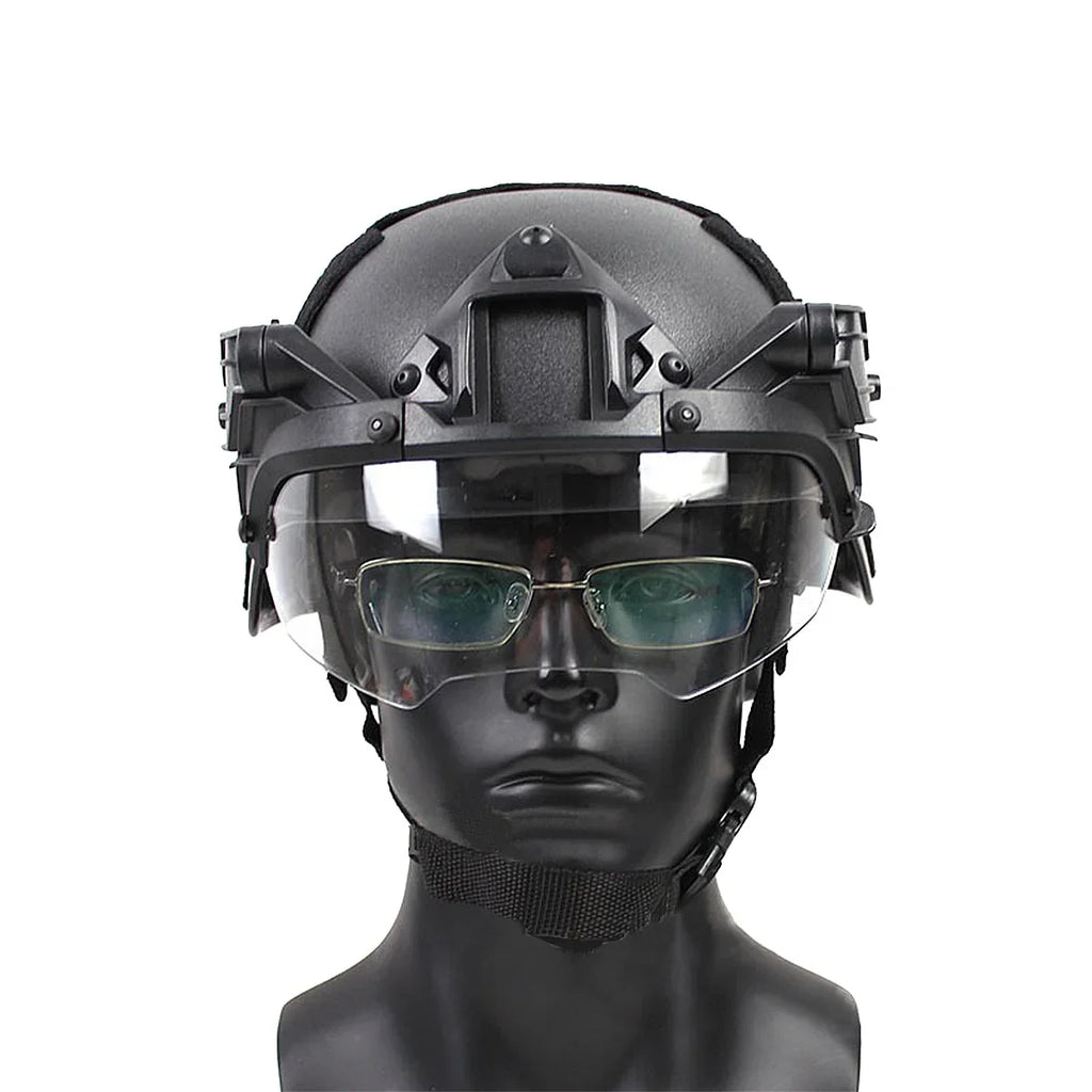 Tactical FAST Helmet Half Face Mask With Flip Goggles Outdoor CS Games Airsoft Paintball Hunting Mask Helmet Accessories