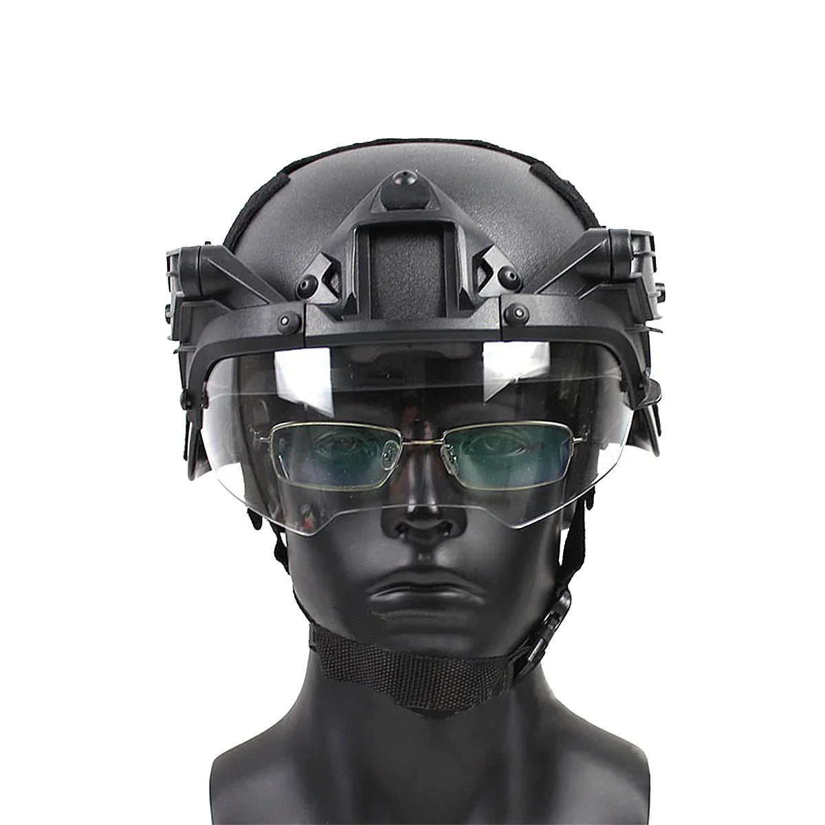 Tactical FAST Helmet Half Face Mask With Flip Goggles Outdoor CS Games Airsoft Paintball Hunting Mask Helmet Accessories