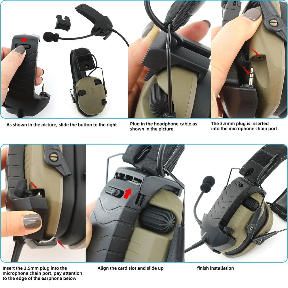 2023 New Tactical Headset Electronic Shooting Earmuff Adapter External Microphone Kit for Walkerrazor Electronic Earmuffs