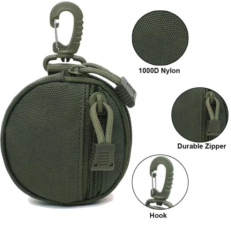 1000D New Outdoor Casual Men Coin Wallet Portable Mini Money Coin Pouch Keys Holder Waist Bag Round Small Case Zipper Wallet