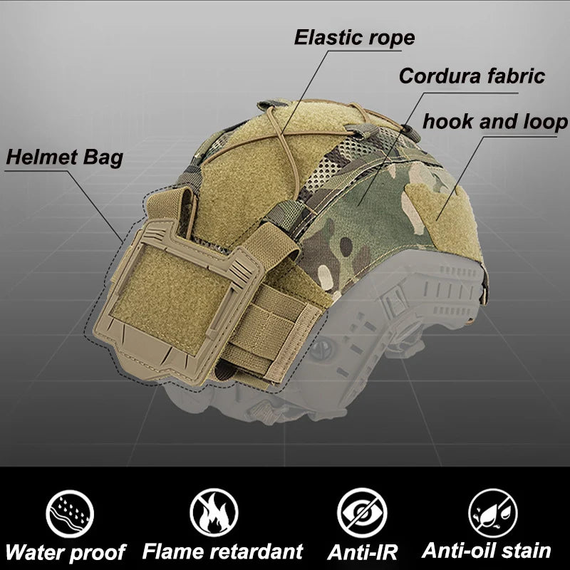 Tactical Helmet Cover With NVG Battery Pouch for FAST MH PJ BJ OPS-Core Airsoft Helmet Paintball Hunting Accessories