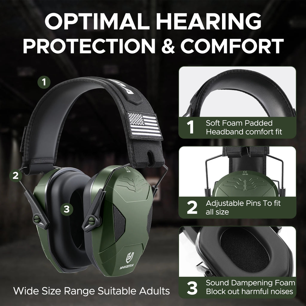 YHKEMA P40 Compact Shooting Earmuffs – Passive Noise Reduction Safety Hearing Protector for Gun Range Hunting