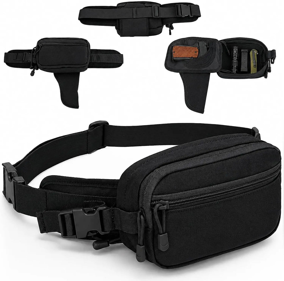 Concealed Carry Fanny Pack with Pistol Pouch Tactical Waist Bag for Men Anti-Theft Hidden Gun Pocket 1000D Nylon EDC Waist Pack