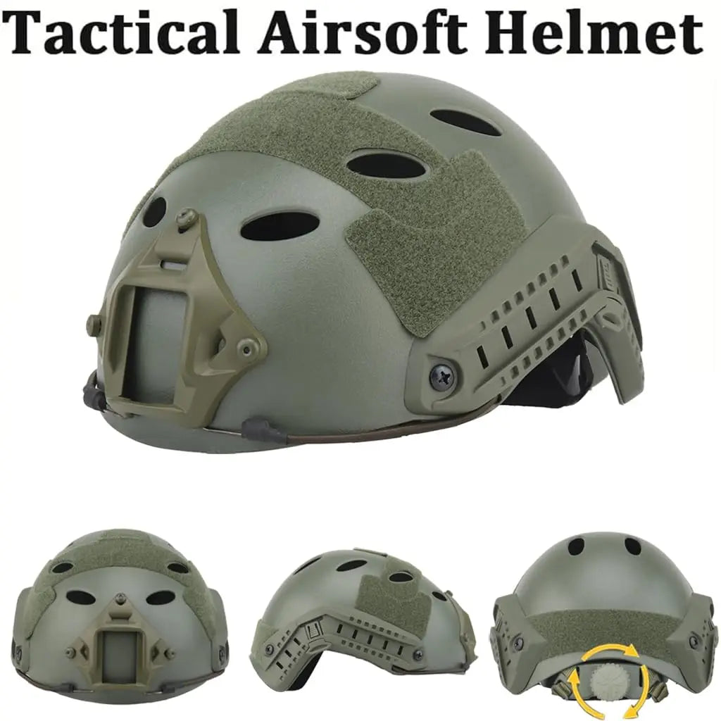 Tactical Airsoft Helmet Set with communication Headset Helmet Cover Adjustable Outdoor Hunting Gear for Cosplay Paintball Game