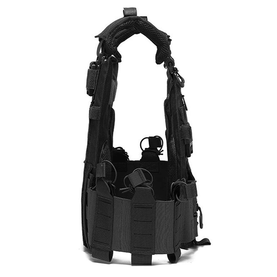 Black Multifunctional Hunting Vest with National Flag Sticker, Suitable for Outdoor Sports