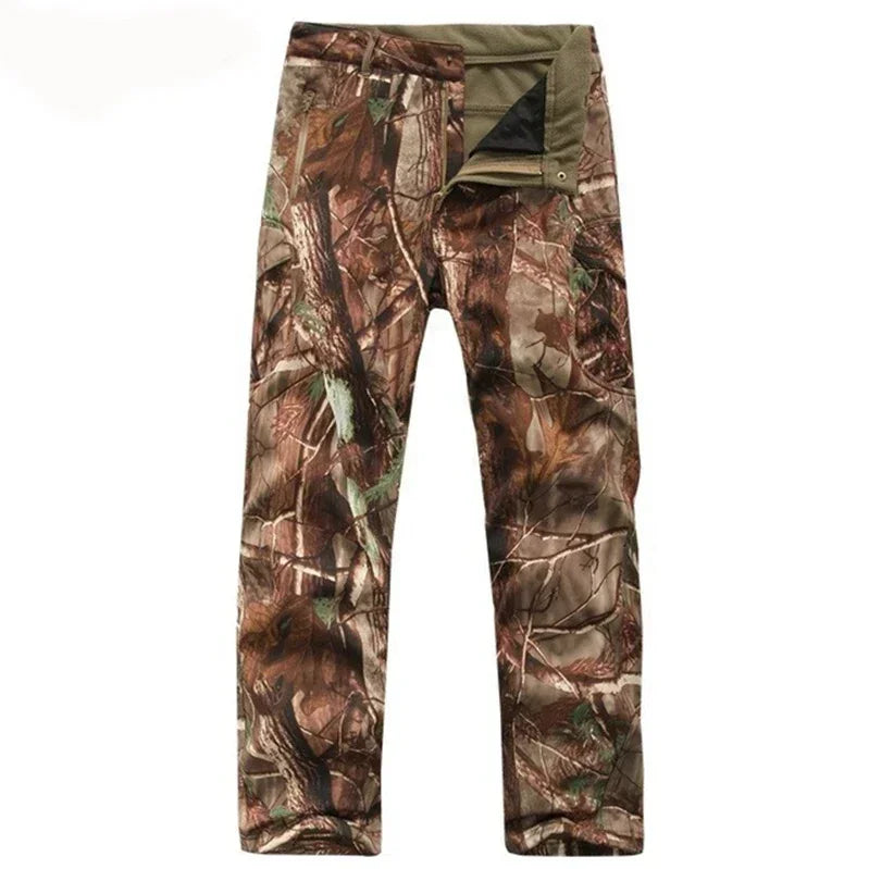 Trekking Fleece Softshell Pants Men Outdoor Tactical Climbing Skiing Hiking Fishing Hunting Waterproof Pants Camouflage Trousers