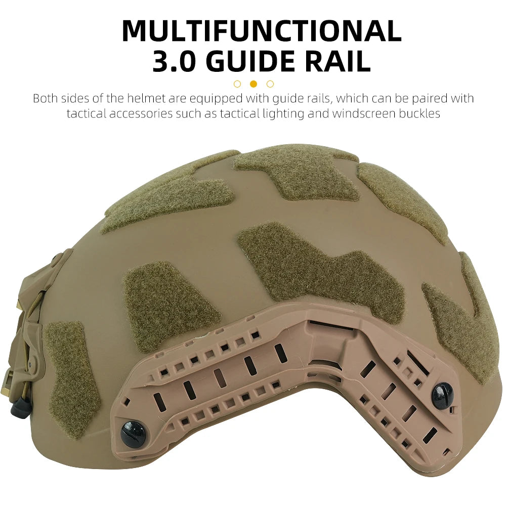 BOOIU Tactical High Cut Velcro Helmet With Adjustable Knob Double-layer lining Motorcycle CS Hunting Game Protective Helmet