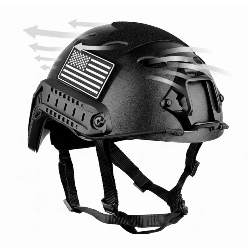 Tactical Fast PJ Helmet with Helmet Cover Pads Airsoft Paintball Combat Training Protection ABS Helmet with Magic Patches