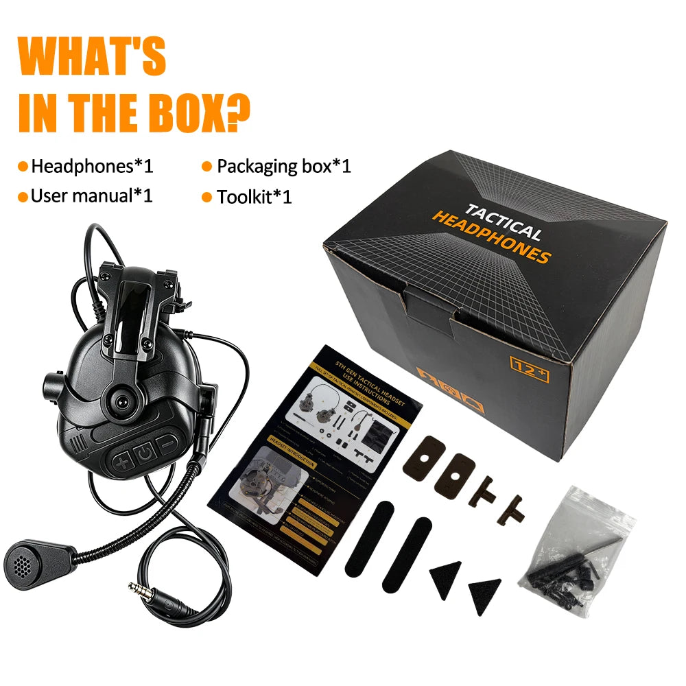 BOOIU Tactical Shooting Headset Fast Helmet 3.5mm Interface Pickup Headphones Tactical Training Communication Hearing Earmuff