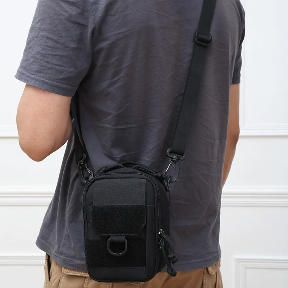 Outdoor Tactical Crossbody Double Layered Square Bag EDC Tool Molle Waist Bag Multifunctional Shoulder Bags