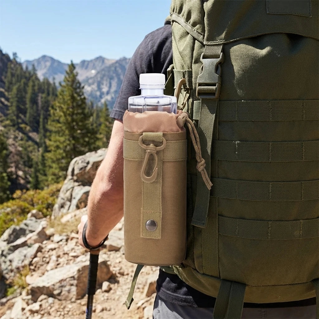 Tactical MOLLE Water Bottle Pouch 600D Nylon Drawstring Water Bottle Holder Bag for Outdoor Hiking Camping Hunting Travel