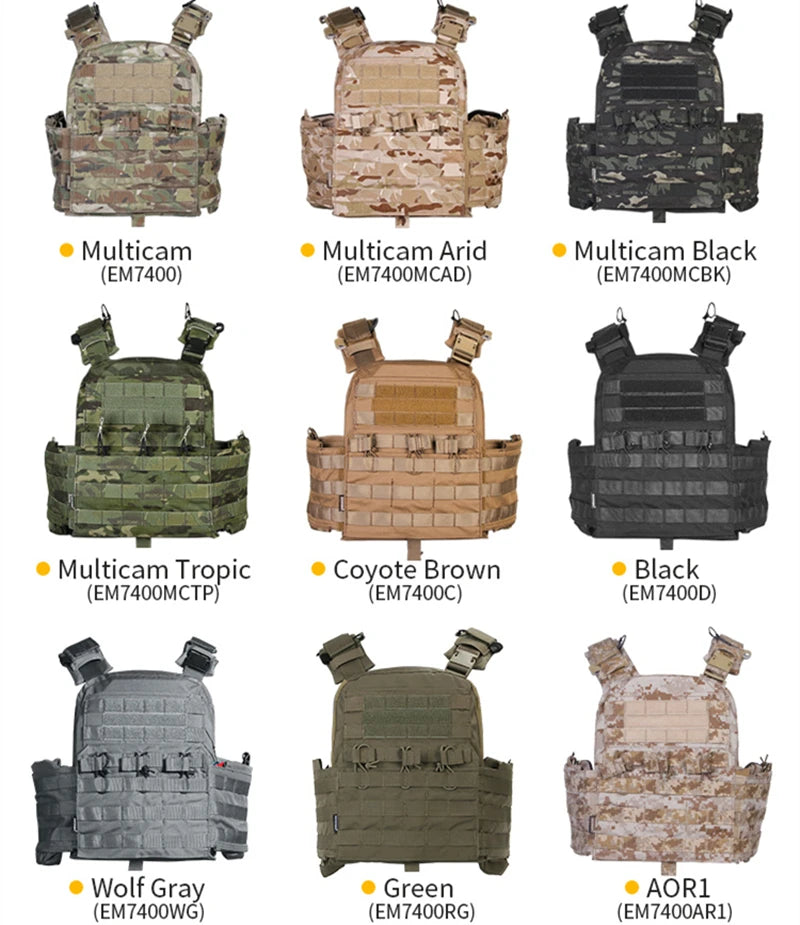 Emersongear Tactical Quick Release Vest Plate Carrier MOLLE Outdoor Protective Gear for Airsoft Paintball Hunting