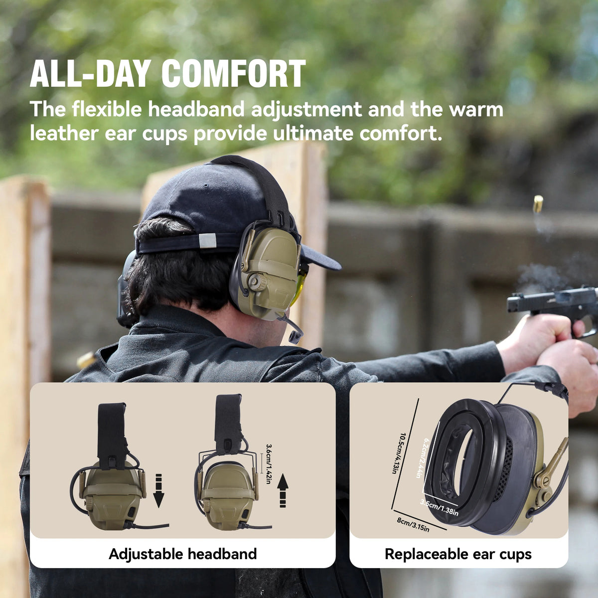Tactical AMP Headset with OPS Core ARC & Team Wendy M-LOK Adapters | 30dB Noise Reduction, Soft Silicone Ear Pads, AAA Battery P