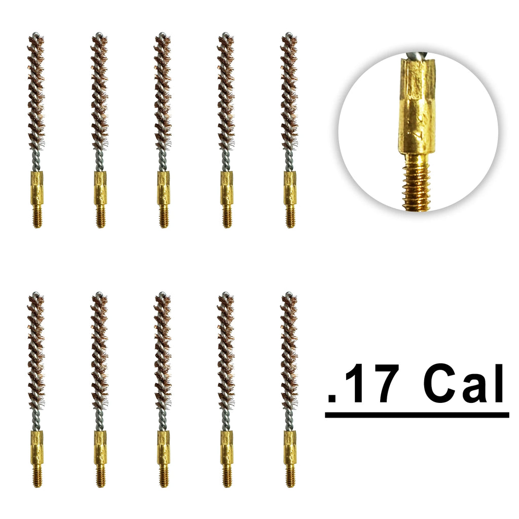 10 Pack Bronze Bore Brush 12GA .17Cal .22Cal 9mm Cleaning Brush for Pistol Rifle Cleaning Kit Thread 5-40 8-32 5/16-27
