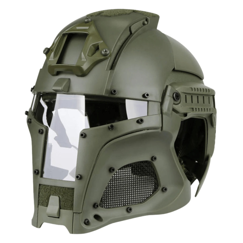Medieval Iron Warrior Airsoft Helmet for Cosplay, Tactical Helmet Full Face with Visor Goggles For Hunting Airsoft