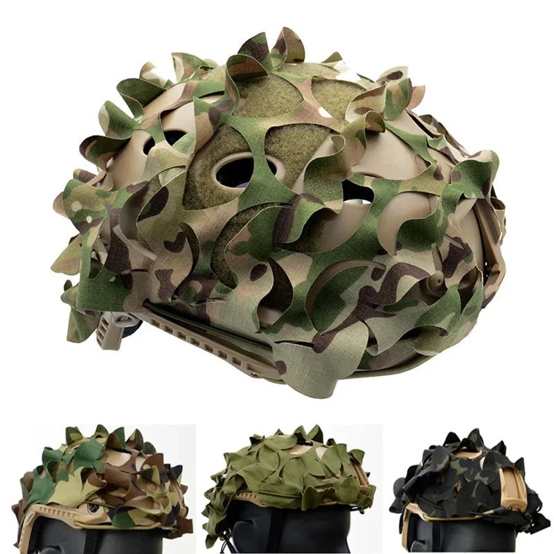 Tactical FAST Helmet Cover 3D Camouflage Nylon Drawstring Camo Helmet Cloth CS Game Airsoft Hunting Helmet Accessories