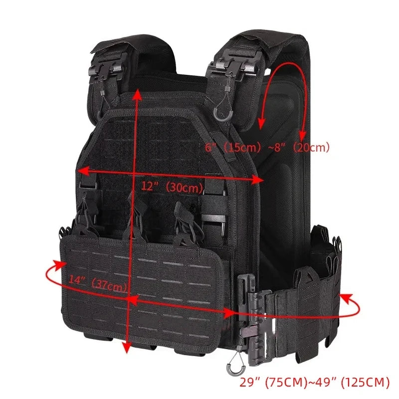 YAKEDA Tactical Vest 6094 Fast Detachable Light Laser Cut Outdoor Hunting Black Gear Carry Vest of High Quality