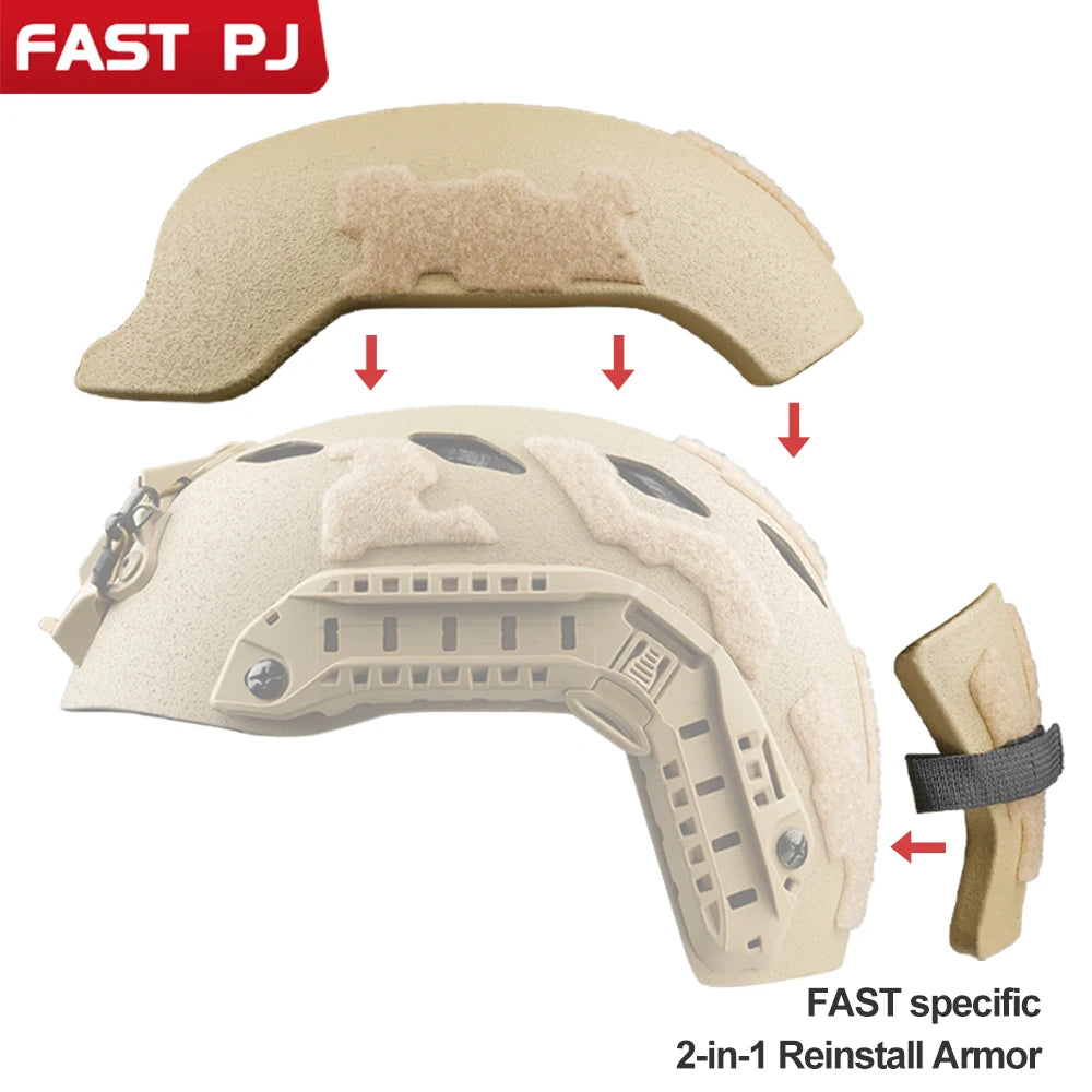 FTHS Series FAST Helmet - NIJ IIIA Level PE Fiber Shell | 2-in-1 Reassembly Bulletproof | Civilian Military-Style Accessory