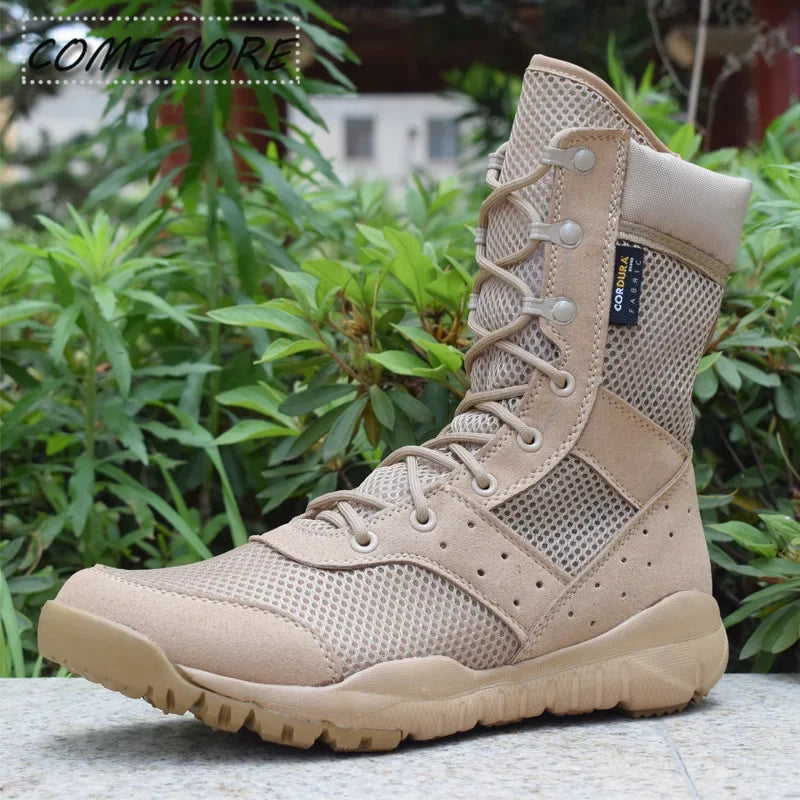 Men's Work Shoes Summer Light Men Ankle Boots Classic Waterproof Lace Up Woman Autumn Fashion Mesh Motorcycle Boots 2025