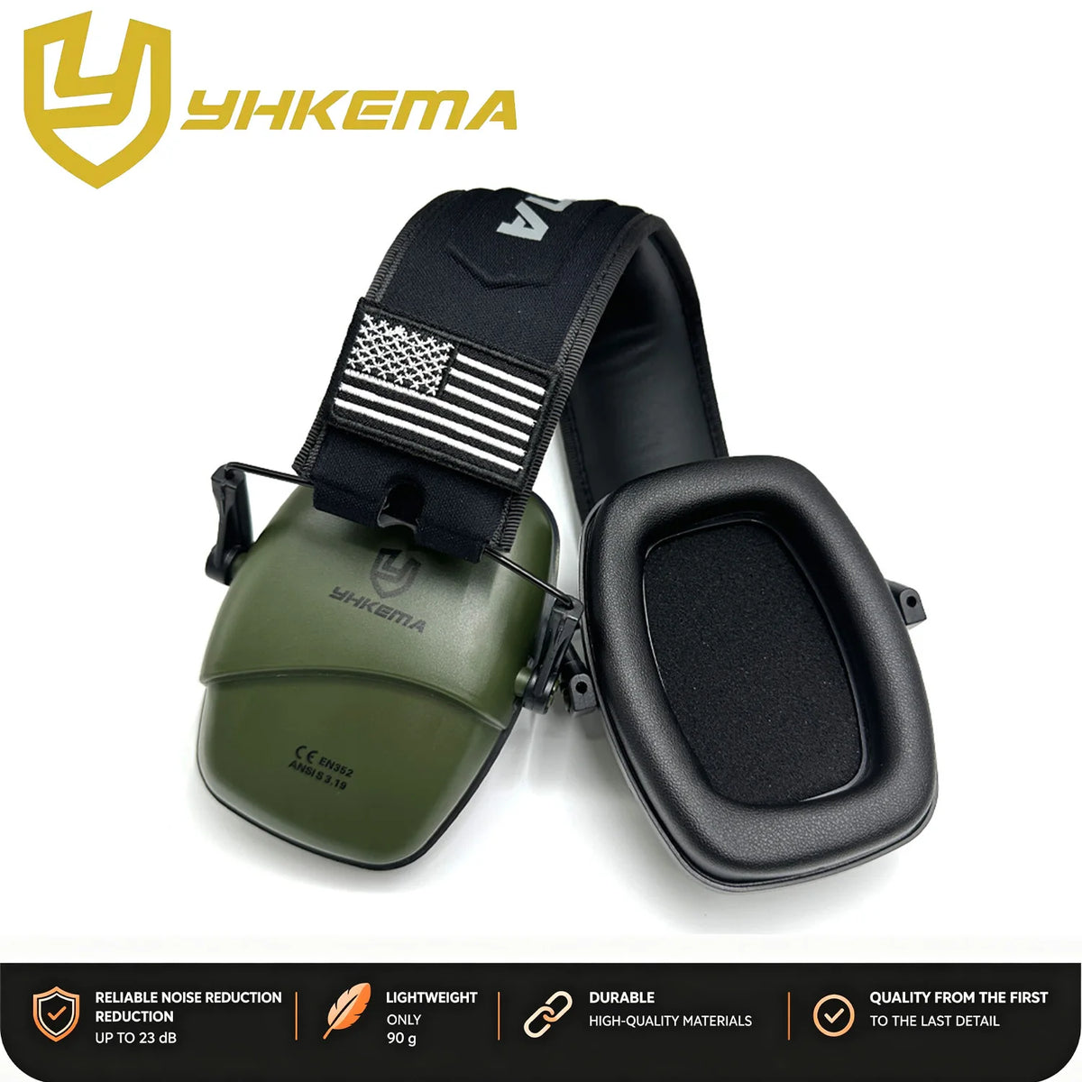 YHKEMA NRR 25dB Shooting Hearing Protector Professional Safety Earmuff Passive Noise Canceling Defenders Portable Headset