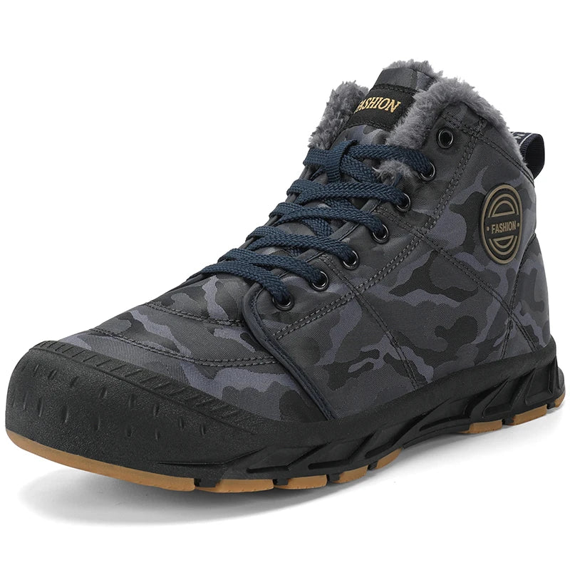 Men Waterproof Ankle Boots Winter Warm Plush Snow Boots Men Outdoor Sneakers Work Boots Male Rubber Winter Men's Boots Big Size