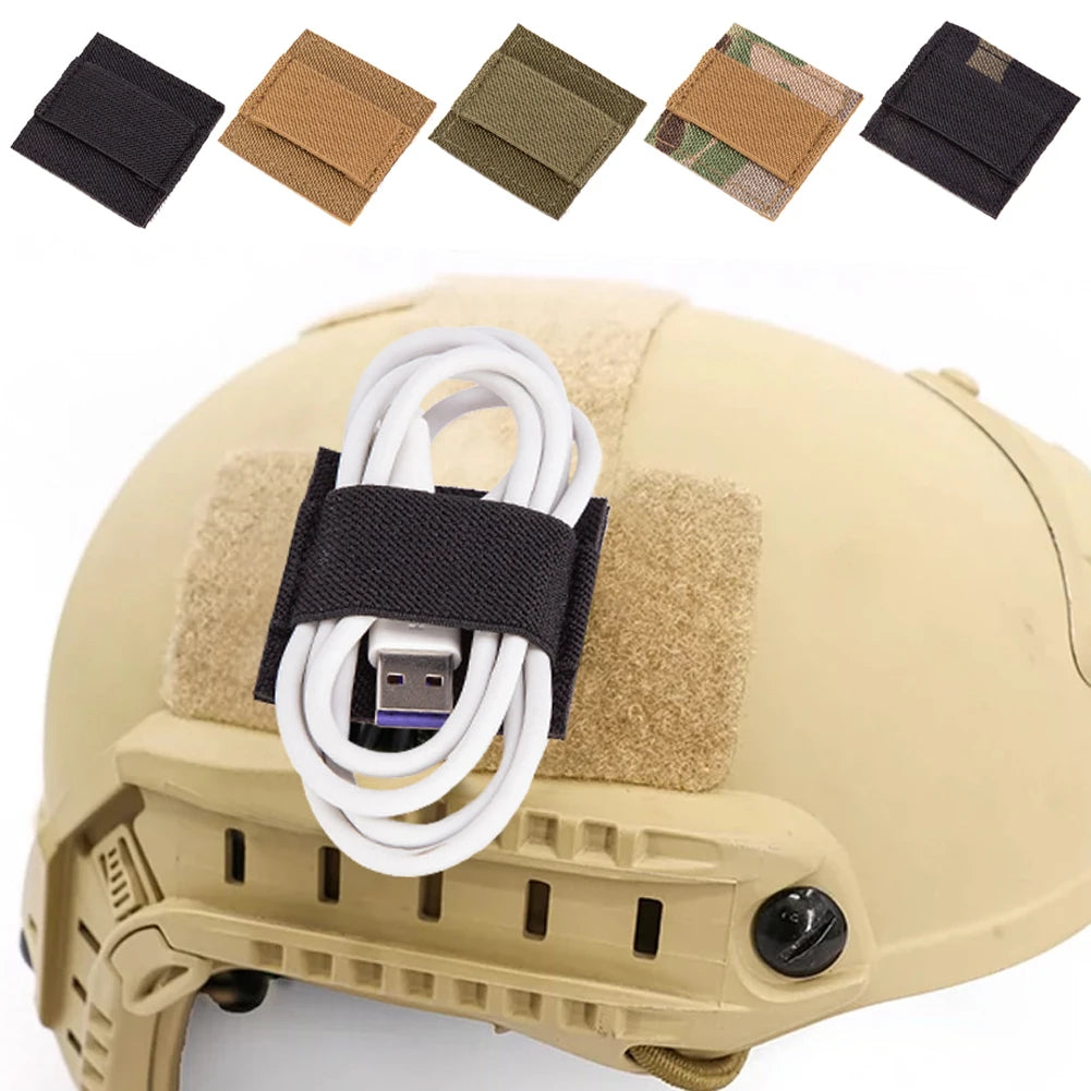 1Pc Tactical Headphone Intercom Cable Take-Up Strap Elastic Organizer Headset Wire Harness Hook Loop Sticker helmet sticker