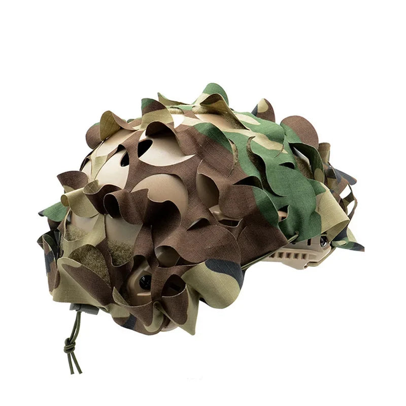Tactical FAST Helmet Cover 3D Camouflage Nylon Drawstring Camo Helmet Cloth CS Game Airsoft Hunting Helmet Accessories
