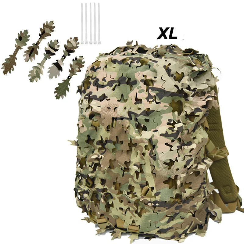 3D Bionic Leaf Shape Backpack Cover Iaser Cutting Outdoor Hunting Camo Backpack Cover Hunting Backpack Accessories