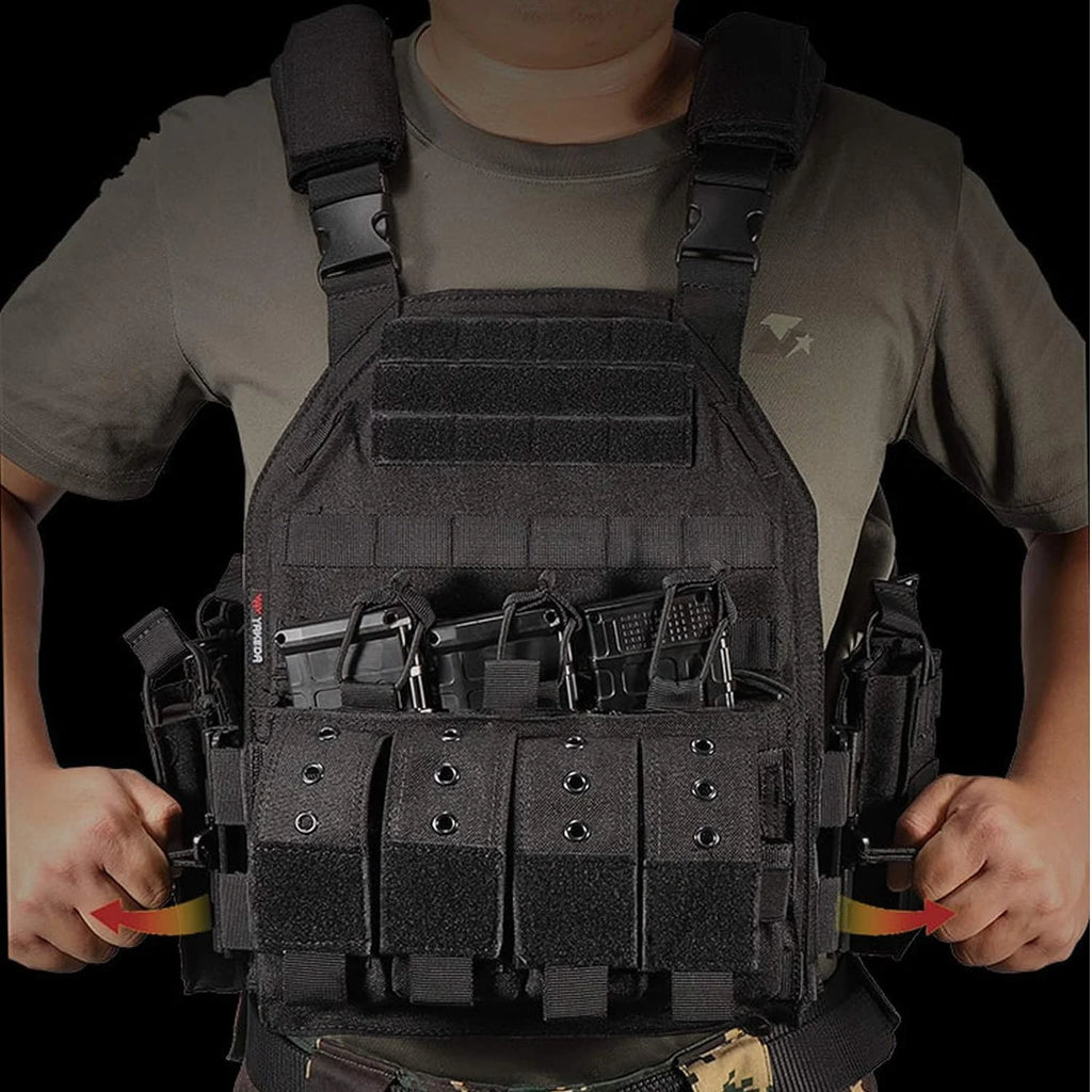 600D Nylon Quick Release Tactical Vest with Multi-Magazine Pouches, Outdoor Hunting Airsoft Plate Carrier