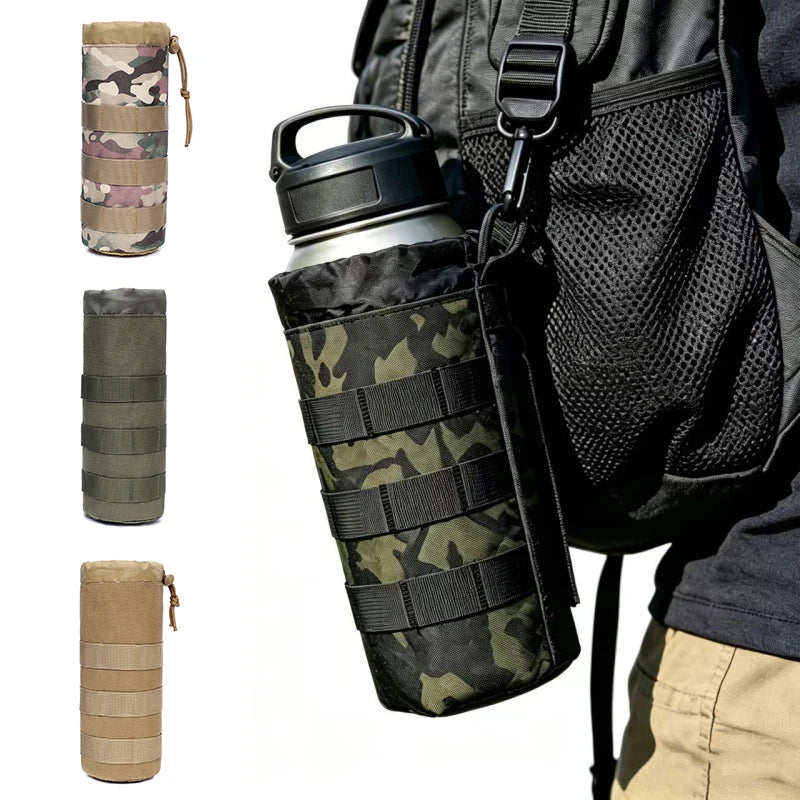 New MOLLE Tactical Water Bottle Holder 600D Nylon Drawstring Water Bottle Pouch for Outdoor Hunting Hiking Camping,6 Colors