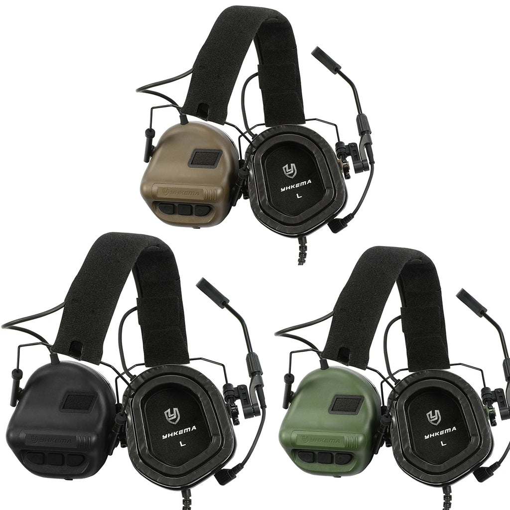 YHKEMA E70 Tactical Shooting Headset + U94 PTT for kenwood, Active Noise Canceling Earmuffs for Outdoor Shooting Hunting