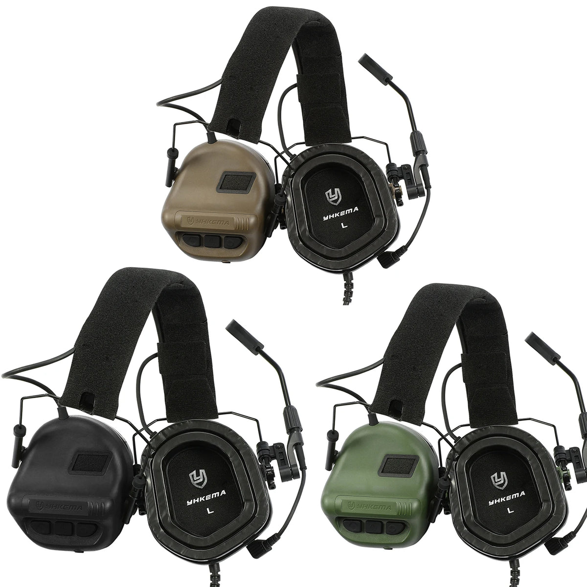 YHKEMA E70 Tactical Shooting Headset + U94 PTT for kenwood, Active Noise Canceling Earmuffs for Outdoor Shooting Hunting