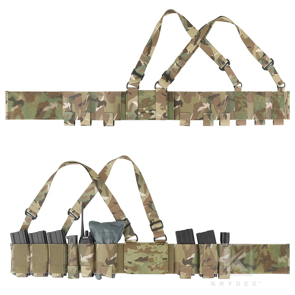 KRYDEX Tactical Ready Chest Rig Concealed Rig Elastic Cummerbund X Harness + Sticky GP Candy Pouch 5.56 Triple Magazine Pouch