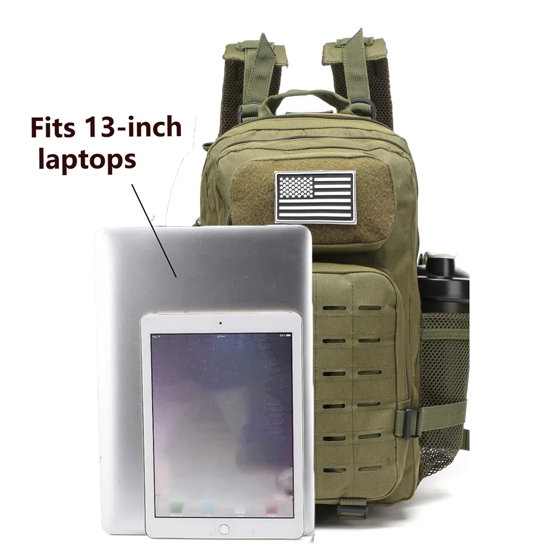 25L/50L Waterproof with 2 Bottle Holders Backpack Gym Outdoor Travel Hiking Fishing Trekking Backpacks 13inch Laptop Bag