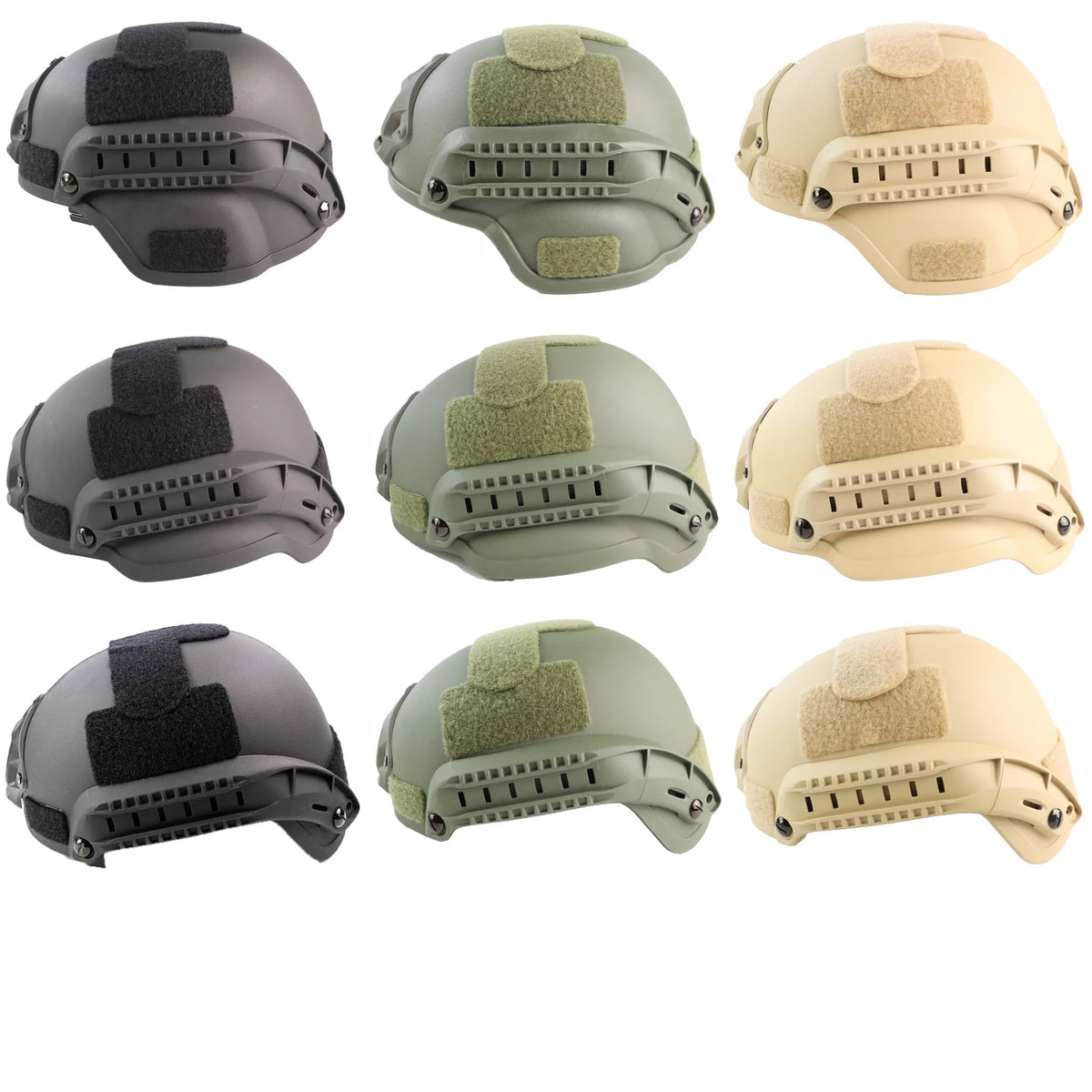 Helmet MICH 2000 3mm ABS Plastic Adjustable ACH Tactical Helmet With Ear Protection Front NVG Mount And Side Rail