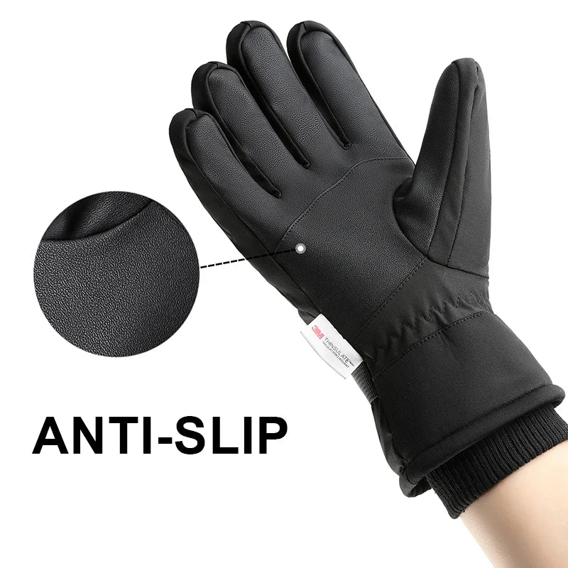 CHRLCK Men's Thermal Waterproof Cycling Gloves Women Non-Slip Windproof Bicycle Gloves Winter Skiing Riding Hiking Gloves