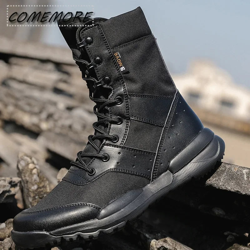 Men's Work Shoes Summer Light Men Ankle Boots Classic Waterproof Lace Up Woman Autumn Fashion Mesh Motorcycle Boots 2025
