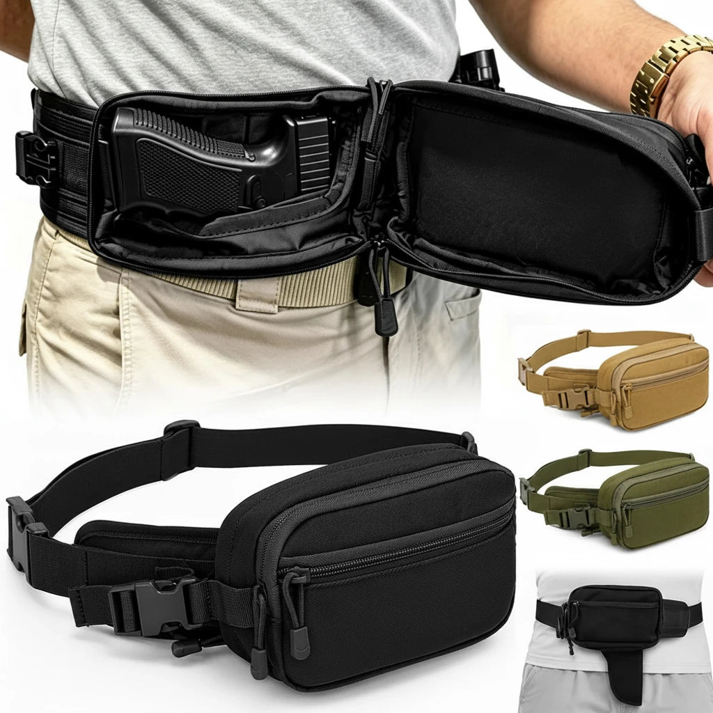 Tactical Waist Fanny Pack Concealed Carry Pistol Gun Bag Anti-Theft Hidden Gun Hip Bag Crossbody EDC Tool Bag for Hunting Hiking