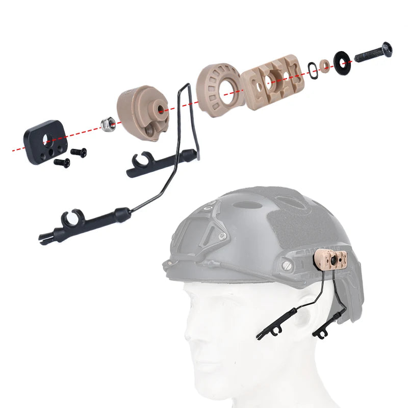 WADSN Sordin Tactical Headset Bracket 360° adjust Fast Headset Rail Suspension Adapter Mount MSA C2 Helmet Accessories