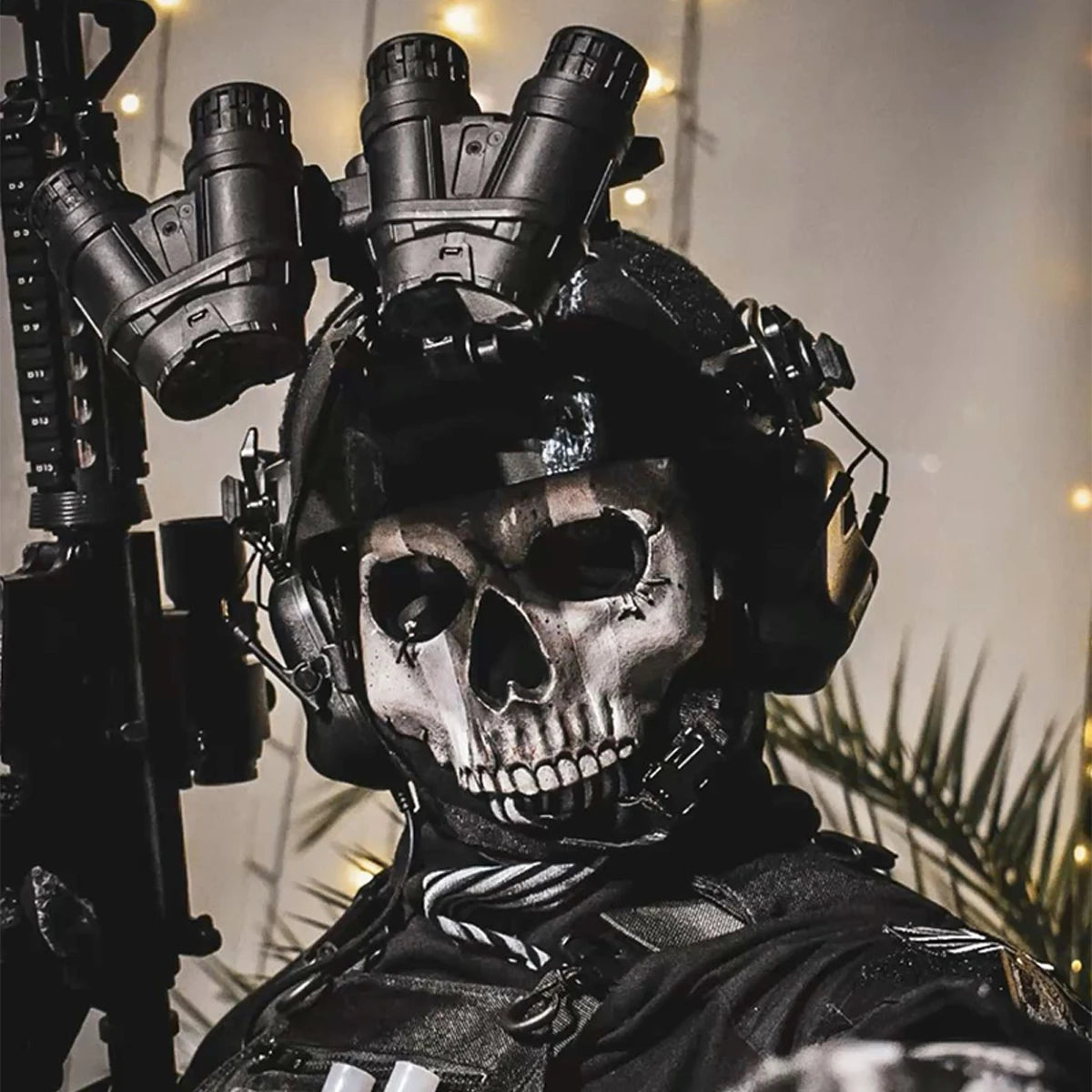 Cod Airsoft Helmet Set with Four-Eye Night Vision Model Tactical Headset Mask Weight Bag for Role-Playing Cs Shooting Games