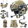 Tactical Airsoft Fast Helmet Set with Headset Helmet Cover Foam Protective Pad Goggles Outdoor Riding Protective Helmet Gear