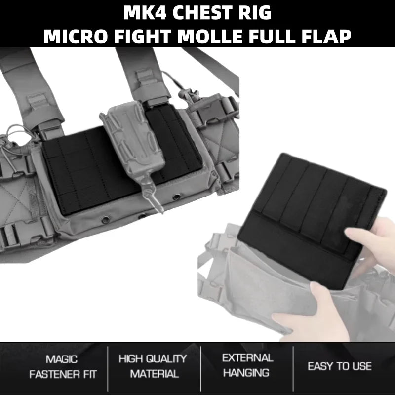 Molle MK4 Micro Fight Chest Rig Full Flap | Modular Platform MOLLE Compatible Front Panel | For Hunting Equipment Accessories