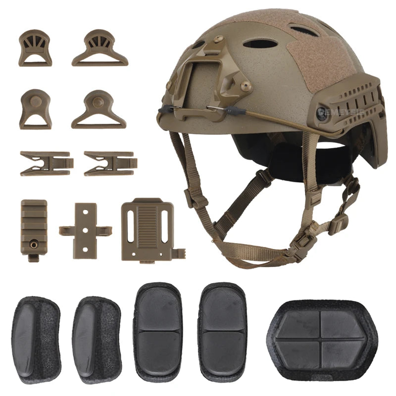 Airsoft FAST Helmets ABS Impact Resistant Paintball Shooting Tactical Half Covered PJ Helmet with Adjustable Suspension System