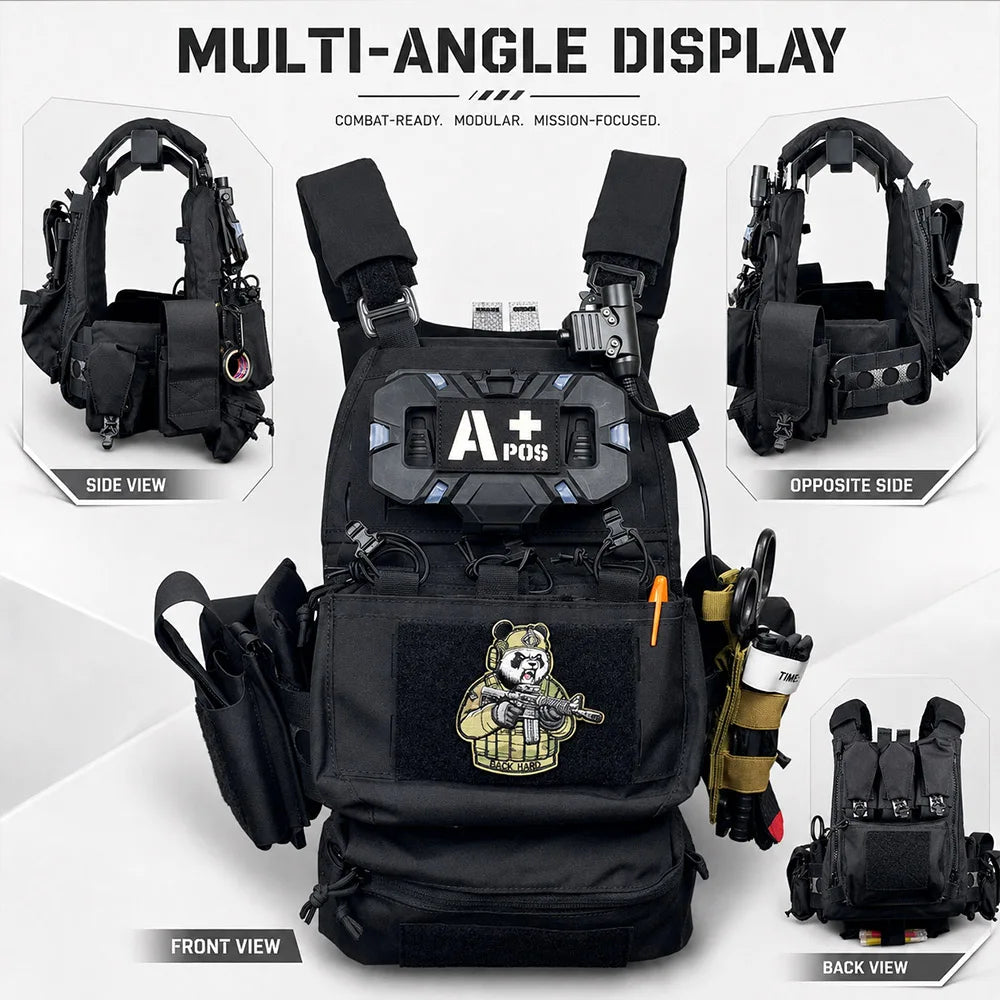 Men's Full Airsoft Combat Gear Set Combat Vest Set with PJ FAST Helmet for CS Wargame Paintball Cosplay Role Play Training