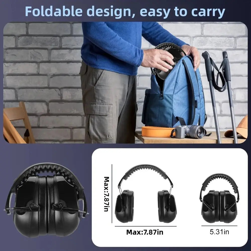 Heavy Duty ABS Soundproof Earmuffs Foldable Adjustable Noise Reduction Earmuffs Safety Comfortable Protective Headphones Study